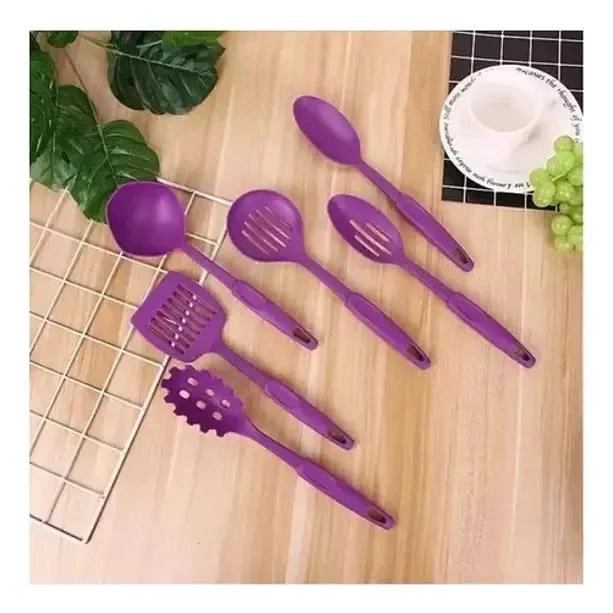 JUEGO DE OLLAS ANTIADHERENTES CON UTENSILIOS 14 PIEZAS COLOR MORADO - 6