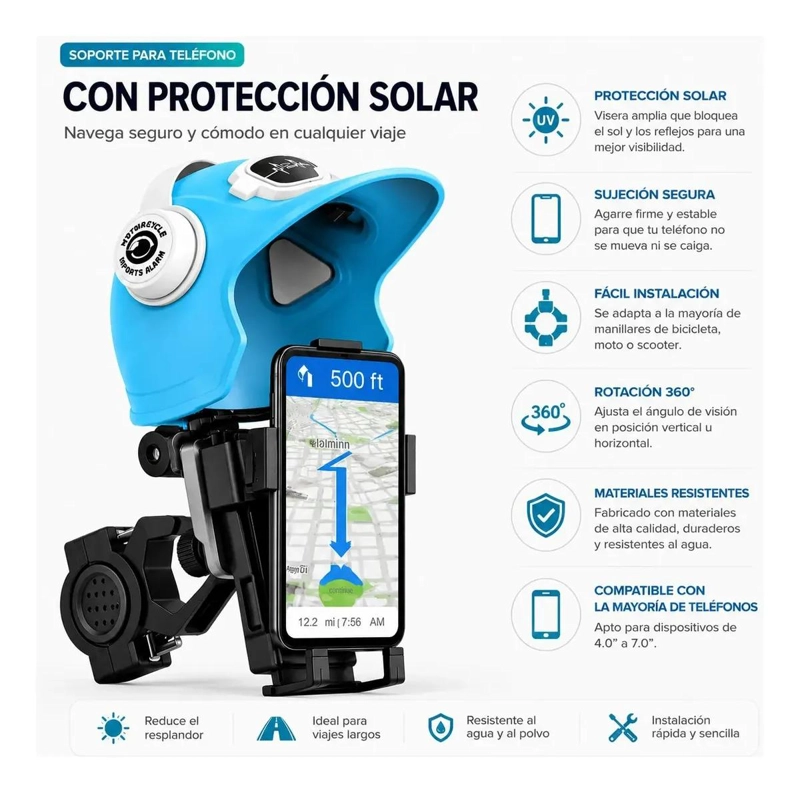 SOPORTE CELULAR UNIVERSAL PARA MANILLAR DE MOTO Y BICICLETA - 3