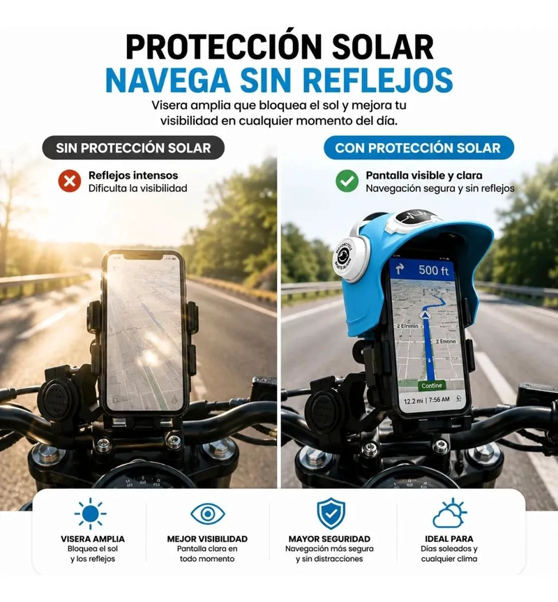 SOPORTE CELULAR UNIVERSAL PARA MANILLAR DE MOTO Y BICICLETA - 5