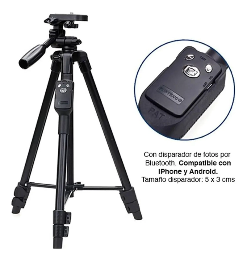 TRIPODE AJUSTABLE PARA CELULAR Y CAMARA CON CONTROL REMOTO - 6