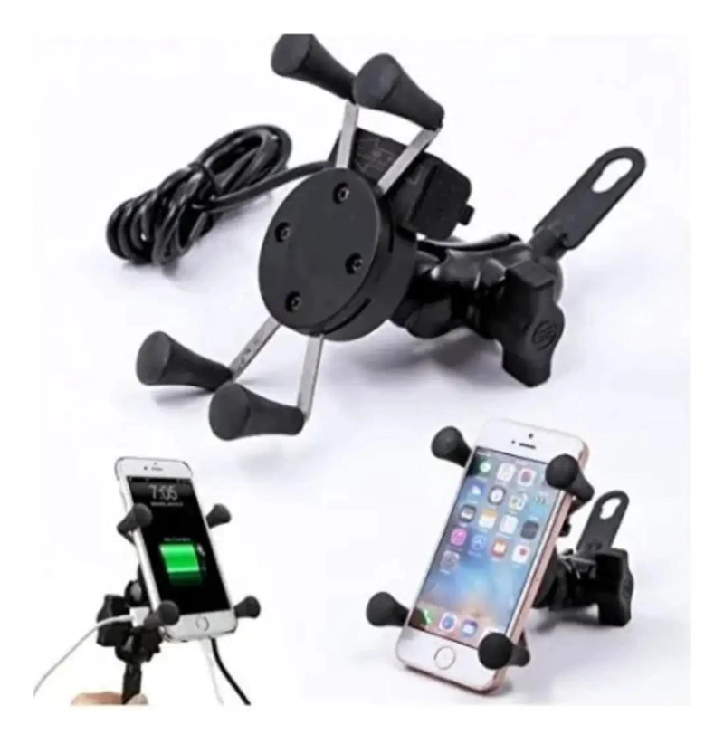 SOPORTE PARA CELULAR CON CARGADOR USB PARA MOTOCICLETA - 2