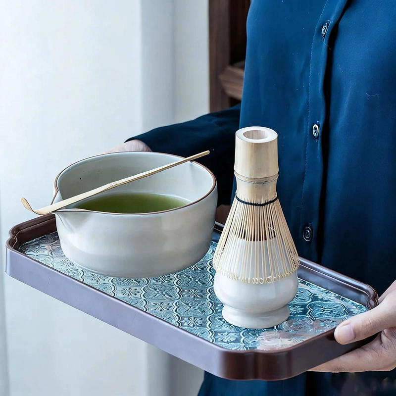 SET COMPLETO DE ACCESORIOS PARA TE  MATCHA CON BATIDOR Y UTENSILIOS DE BAMBU - 6