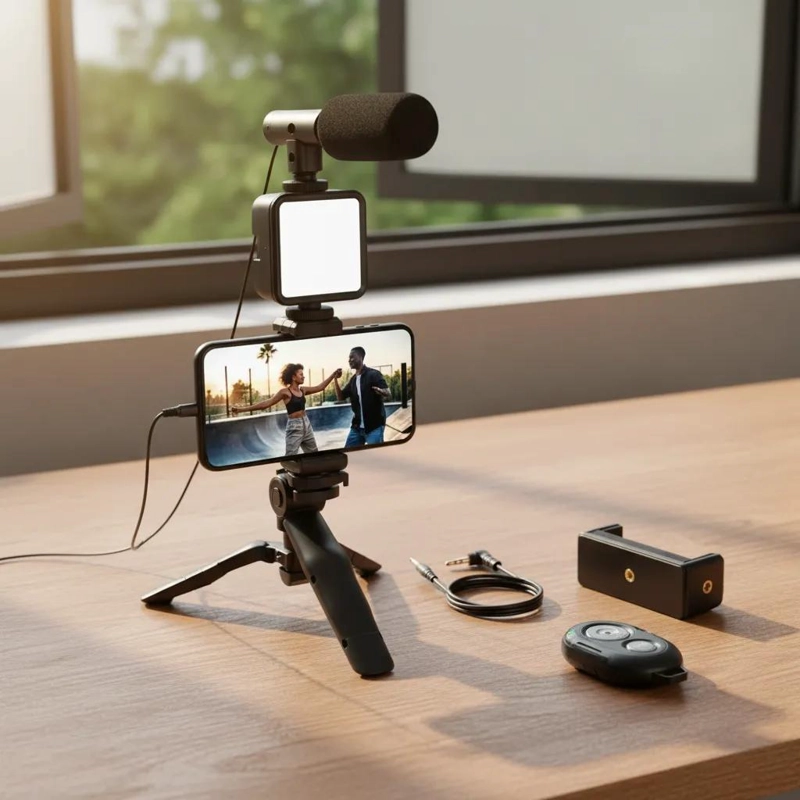 KIT COMPLETO PARA CREACION DE CONTENIDO CON TRIPODE Y LUZ LED - 2