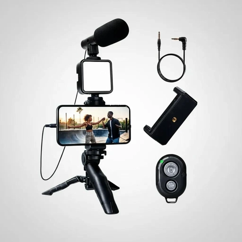 KIT COMPLETO PARA CREACION DE CONTENIDO CON TRIPODE Y LUZ LED - 5