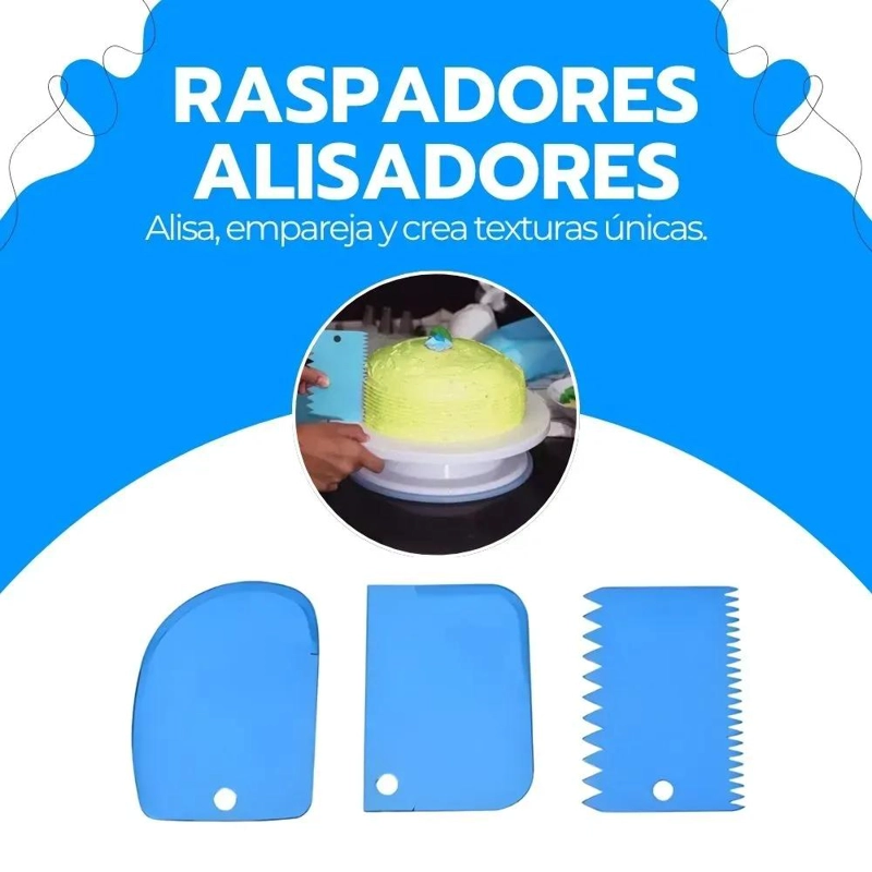 SET COMPLETO PARA DECORACION DE PASTELES CON 66 PIEZAS Y PLATO GIRATORIO - 10
