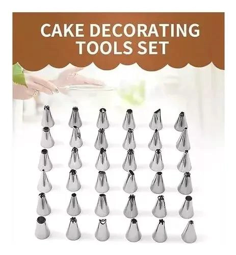KIT COMPLETO PARA DECORACION DE PASTELES CON 66 PIEZAS Y PLATO GIRATORIO ANTIDES - 10