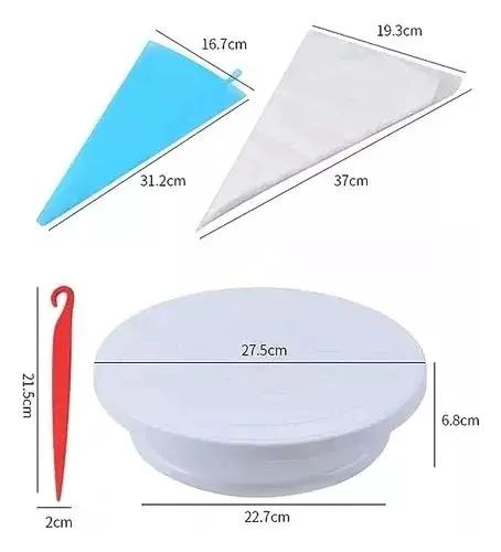 KIT COMPLETO PARA DECORACION DE PASTELES CON 66 PIEZAS Y PLATO GIRATORIO ANTIDES - 4