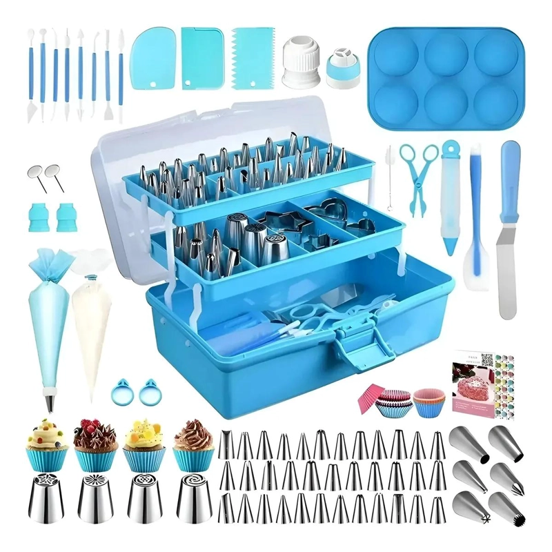 KIT COMPLETO DE DECORACION PARA REPOSTERIA CON 236 PIEZAS PARA CUPCAKES Y PASTAS - 1