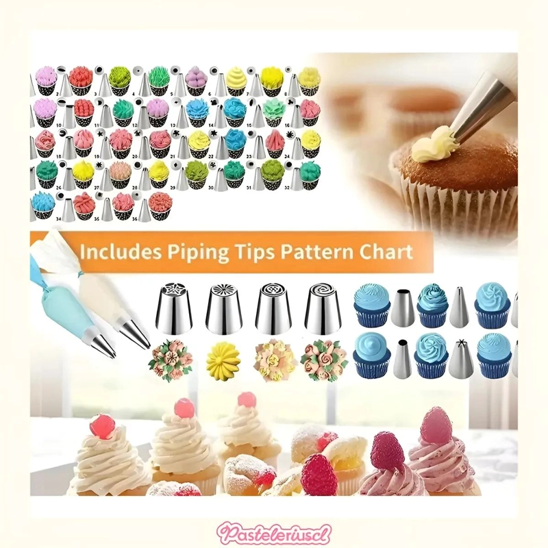 KIT COMPLETO DE DECORACION PARA REPOSTERIA CON 236 PIEZAS PARA CUPCAKES Y PASTAS - 7