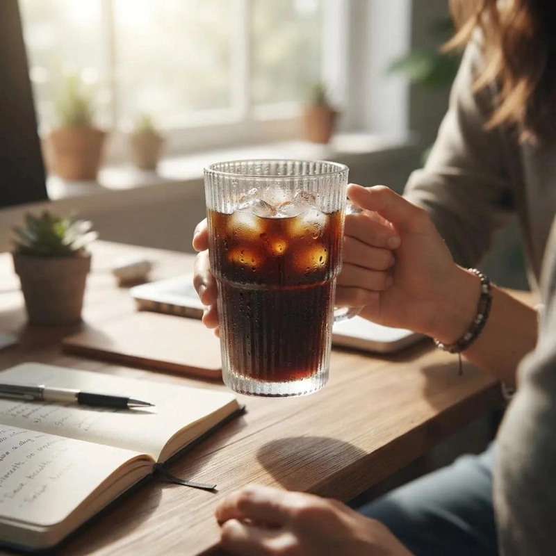 ELEGANTE TAZON DE VIDRIO PARA CAFE  O TE  CON BOMBILLA - 3