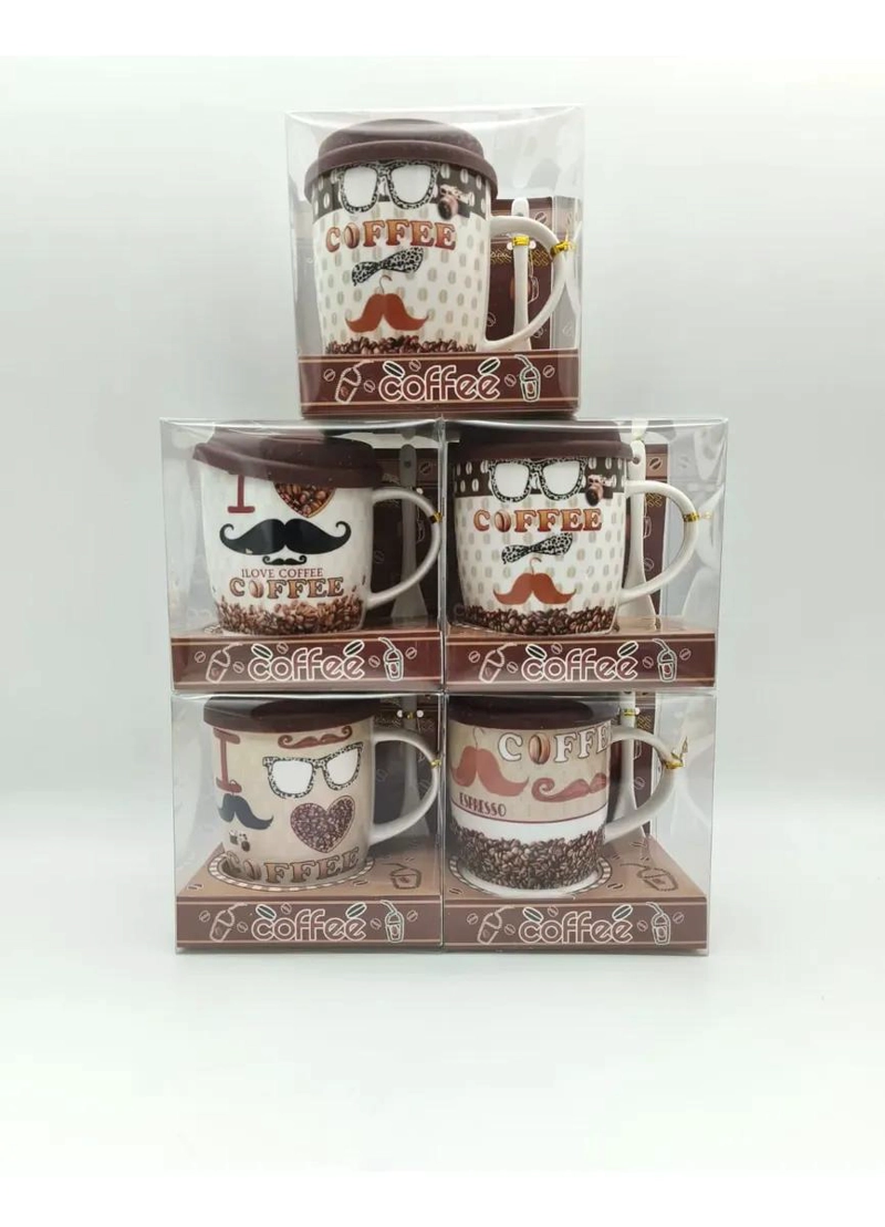 TAZON DE CERAMICA GRANDE CON TAPA Y CUCHARA PARA BEBIDAS CALIENTES - 3