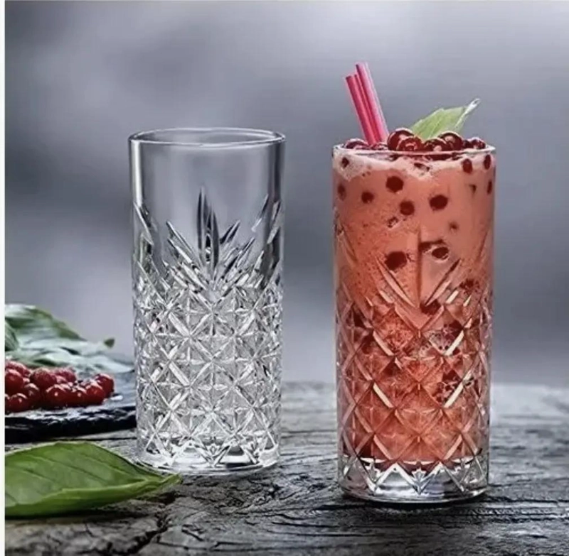 SET DE 6 VASOS DE VIDRIO ALTO TIMELESS 380CC CON DISEÑO ELEGANTE - 1