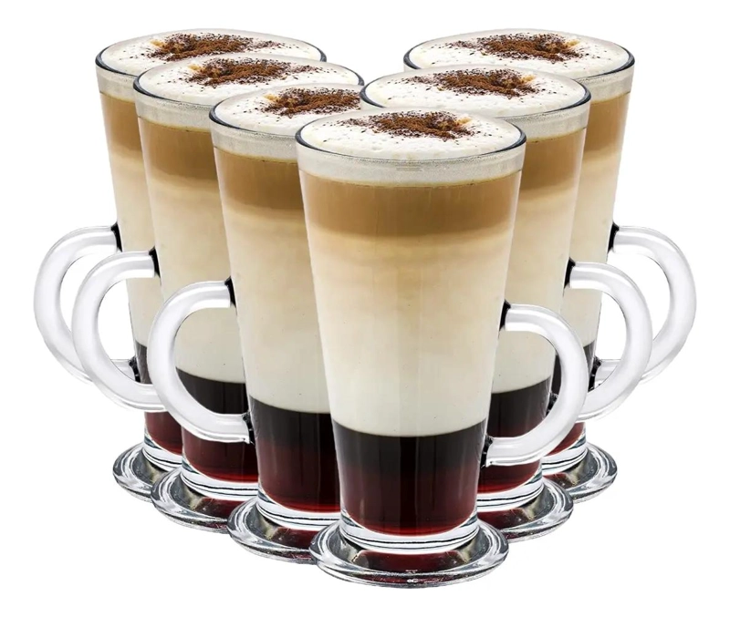 CONJUNTO DE TAZAS CONICAS DE VIDRIO BLANCO PARA CAFE  270 ML - 1