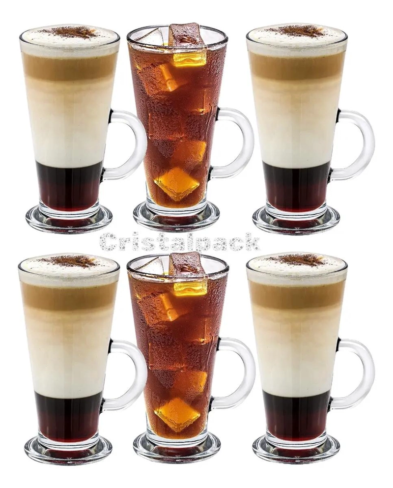 CONJUNTO DE TAZAS CONICAS DE VIDRIO BLANCO PARA CAFE  270 ML - 5