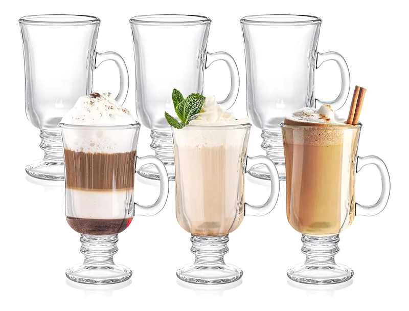 CONJUNTO DE 6 TAZAS DE VIDRIO PARA CAPUCHINO 250ML - 1