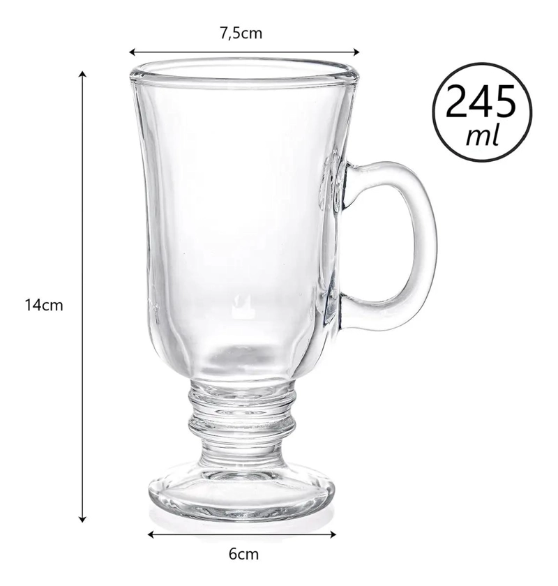 CONJUNTO DE 6 TAZAS DE VIDRIO PARA CAPUCHINO 250ML - 5
