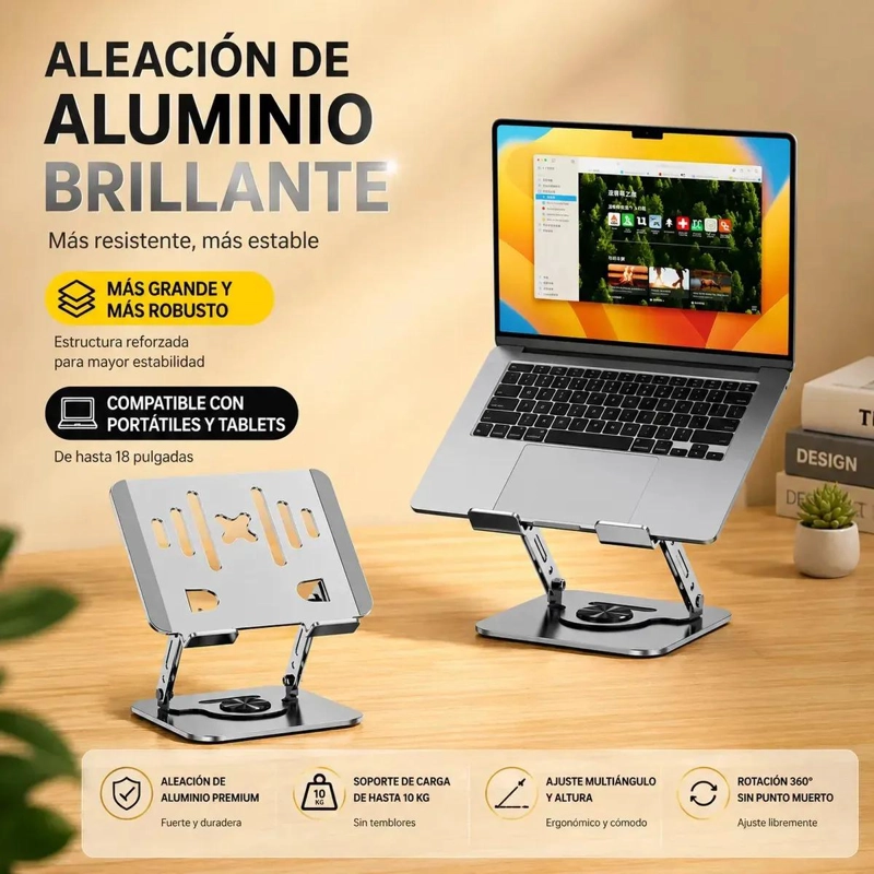 SOPORTE AJUSTABLE PLEGABLE PARA NOTEBOOK DE ACERO CARBONO - 4
