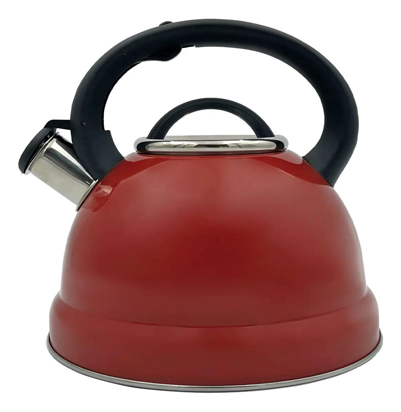 TETERA DE ACERO INOXIDABLE 3 LITROS CON SILBIDO ROJO - 1