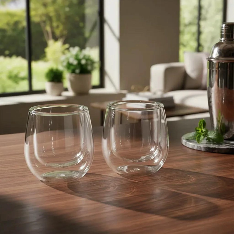 SET DE 2 VASOS DE ESPRESSO DE VIDRIO DOBLE PARED 90ML - 1