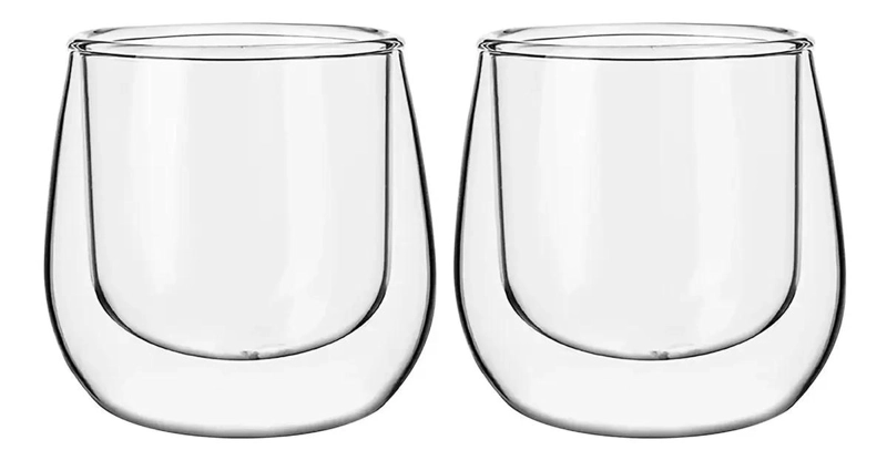SET DE 2 VASOS DE ESPRESSO DE VIDRIO DOBLE PARED 90ML - 2