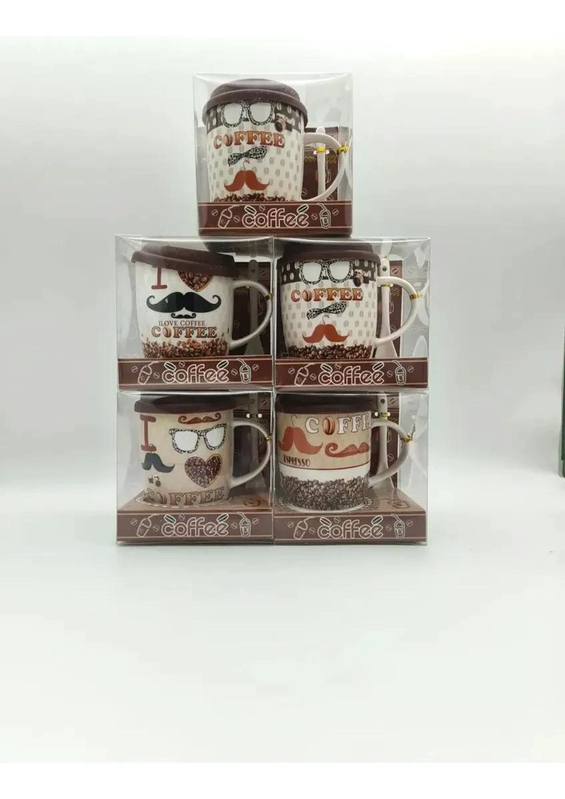 TAZON DE CERAMICA GRANDE CON TAPA Y CUCHARA PARA BEBIDAS CALIENTES - 3