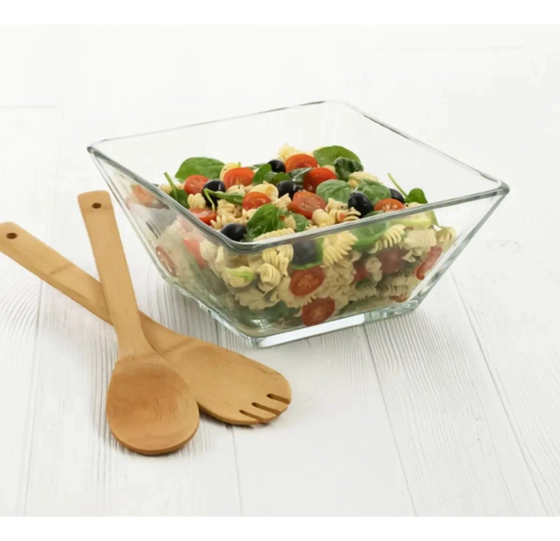 ENSALADERA CUADRADA DE VIDRIO PARA SERVIR ENSALADAS GRANDES - 4