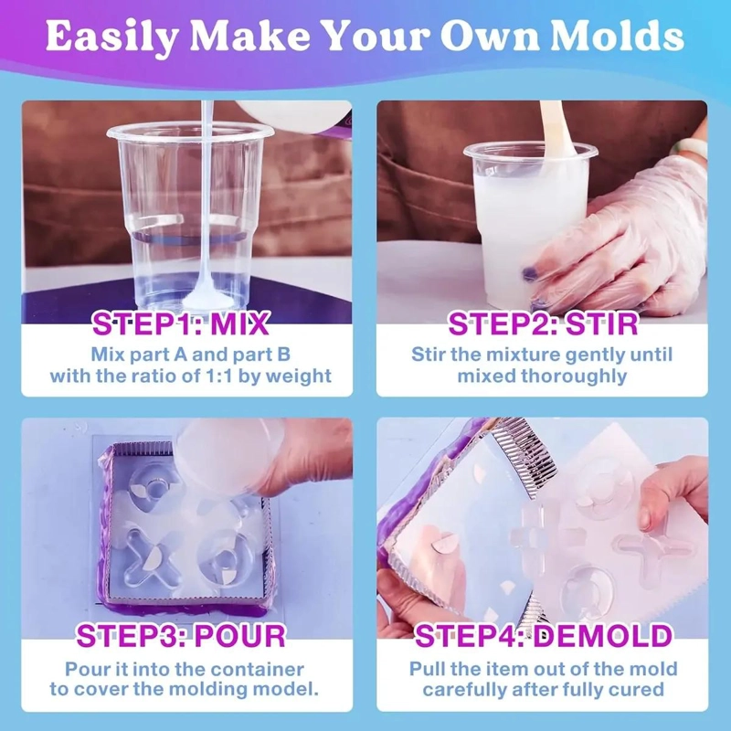 SET DE 1 KG DE SILICONA LIQUIDA PARA MOLDES FLEXIBLES Y DETALLADOS - 3