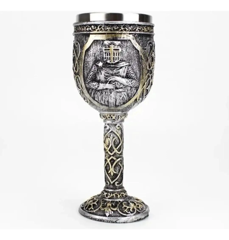 COPA CABALLERO MEDIEVAL DE ACERO INOXIDABLE ELEGANTE - 1