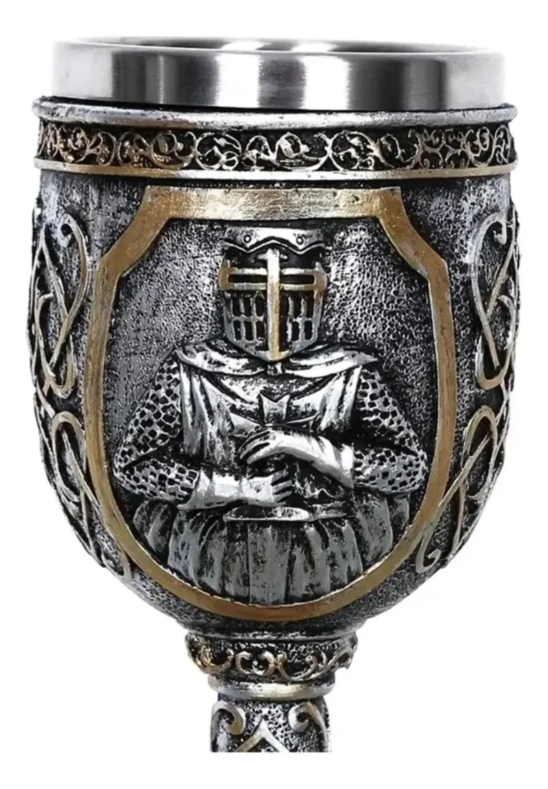 COPA CABALLERO MEDIEVAL DE ACERO INOXIDABLE ELEGANTE - 4