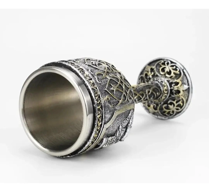 COPA CABALLERO MEDIEVAL DE ACERO INOXIDABLE ELEGANTE - 7
