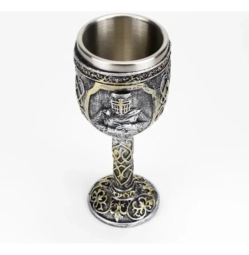 COPA CABALLERO MEDIEVAL DE ACERO INOXIDABLE ELEGANTE - 9