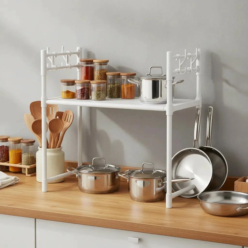 ESTANTE ORGANIZADOR DE COCINA METALICO DE 2 NIVELES - 2