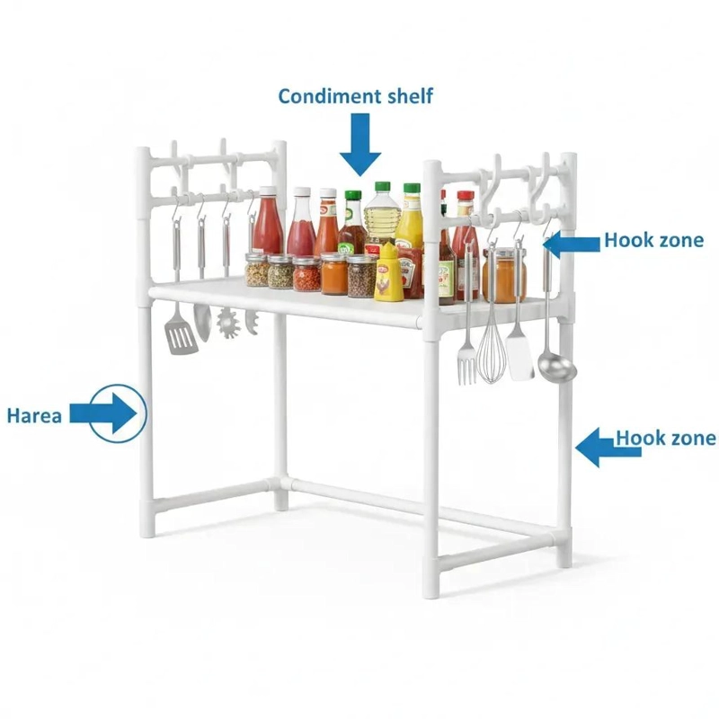 ESTANTE ORGANIZADOR DE COCINA METALICO DE 2 NIVELES - 6