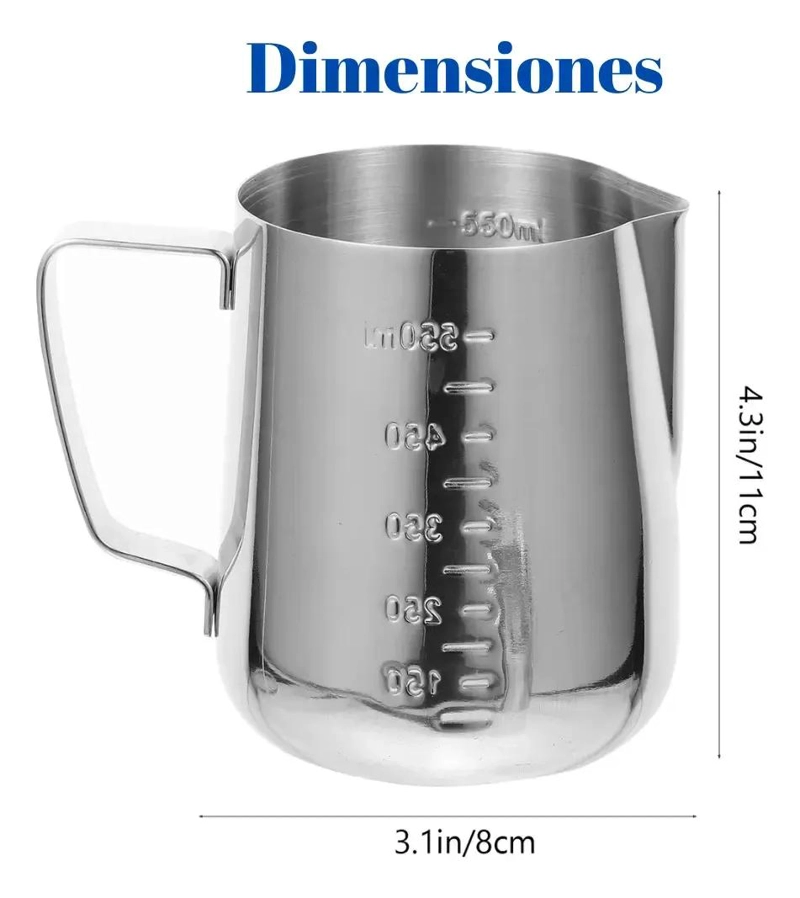 JARRA ESPUMADORA DE LECHE ACERO INOXIDABLE 550 ML PARA BARISTAS - 3