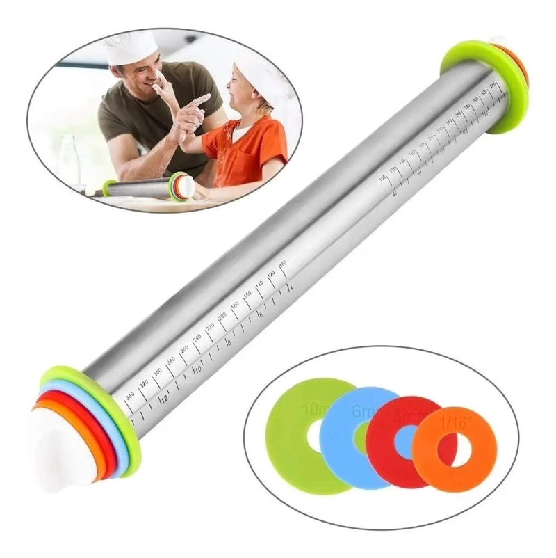 RODILLO AJUSTABLE PARA FONDANT Y MASAS CON ACERO INOXIDABLE - 2