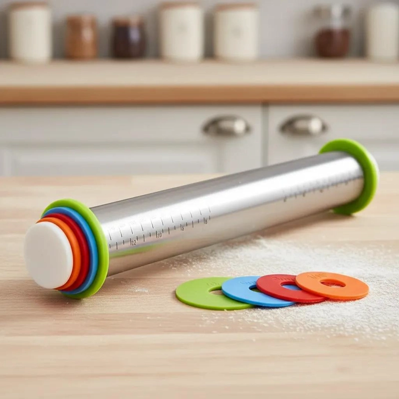 RODILLO AJUSTABLE PARA FONDANT Y MASAS CON ACERO INOXIDABLE - 9