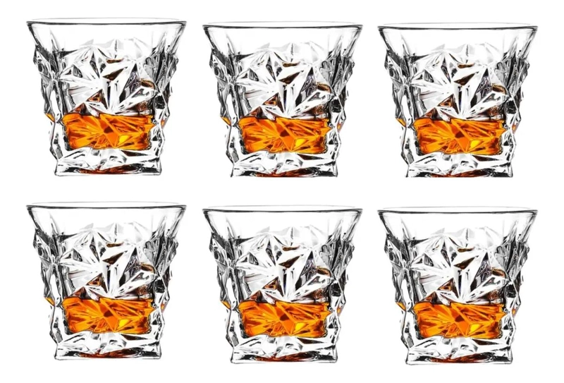 SET DE 6 VASOS DE CRISTAL PARA WHISKY ELEGANTES Y MODERNOS - 1
