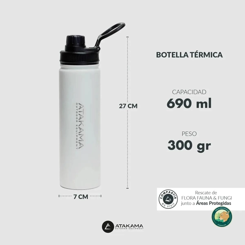 TERMO BOTELLA TE RMICA 690 ML COLOR BLANCO PARA EXTERIOR - 4