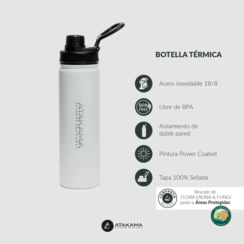 TERMO BOTELLA TE RMICA 690 ML COLOR BLANCO PARA EXTERIOR - 5