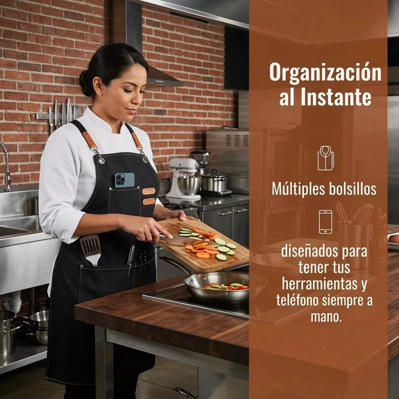 PACK DE 2 DELANTALES AJUSTABLES DE LONA PARA COCINA Y BARBACOA - 3