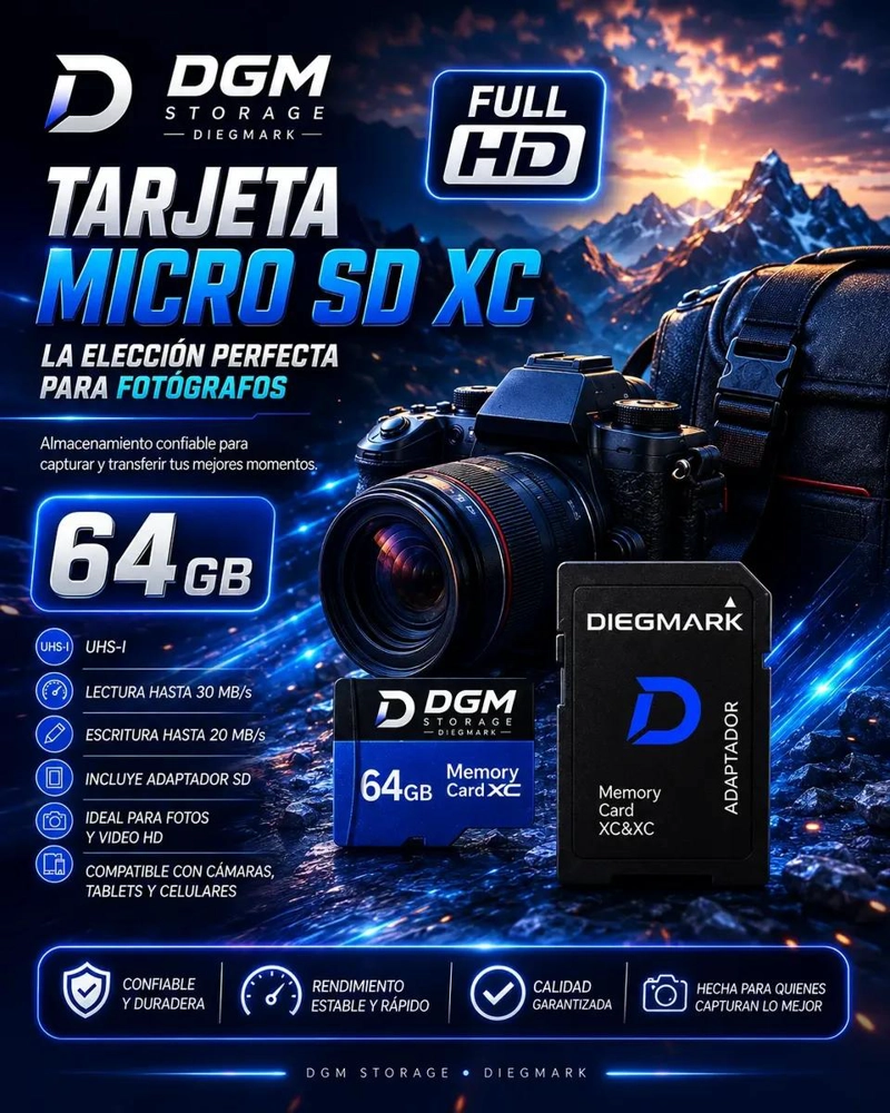 KIT DE CAMARA DEPORTIVA, MICROSD 64GB Y BOLSO ORGANIZADOR RFID - 1