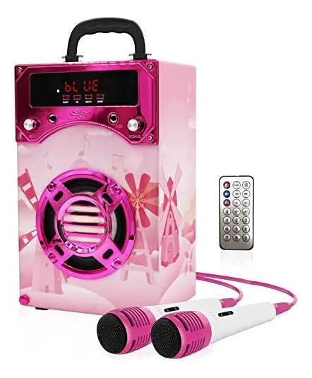 MAQUINA DE KARAOKE INFANTIL CON DOS MICROFONOS Y ALTAVOZ - 1