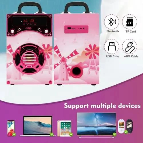 MAQUINA DE KARAOKE INFANTIL CON DOS MICROFONOS Y ALTAVOZ - 3