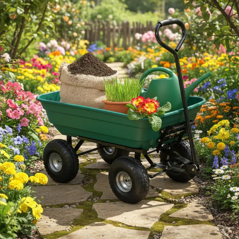 CARRO ARRASTRE MULTIPROPOSITO ABATIBLE 200KG PARA JARDIN - 10