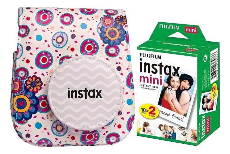 ESTUCHE FLORAL PARA CAMARA INSTAX MINI 11 Y 12 CON 20 FOTOS - 1