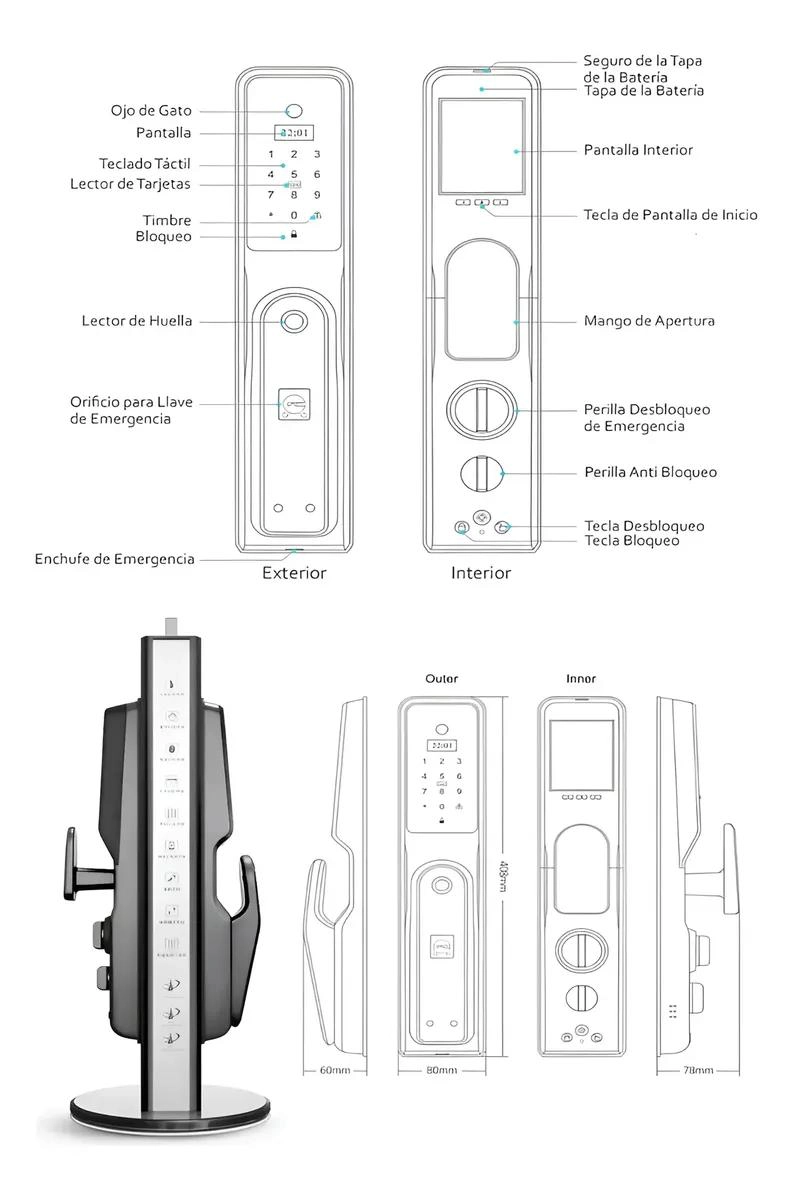 CERRADURA INTELIGENTE CON CAMARA Y DESBLOQUEO MULTIFUNCIONAL - 6