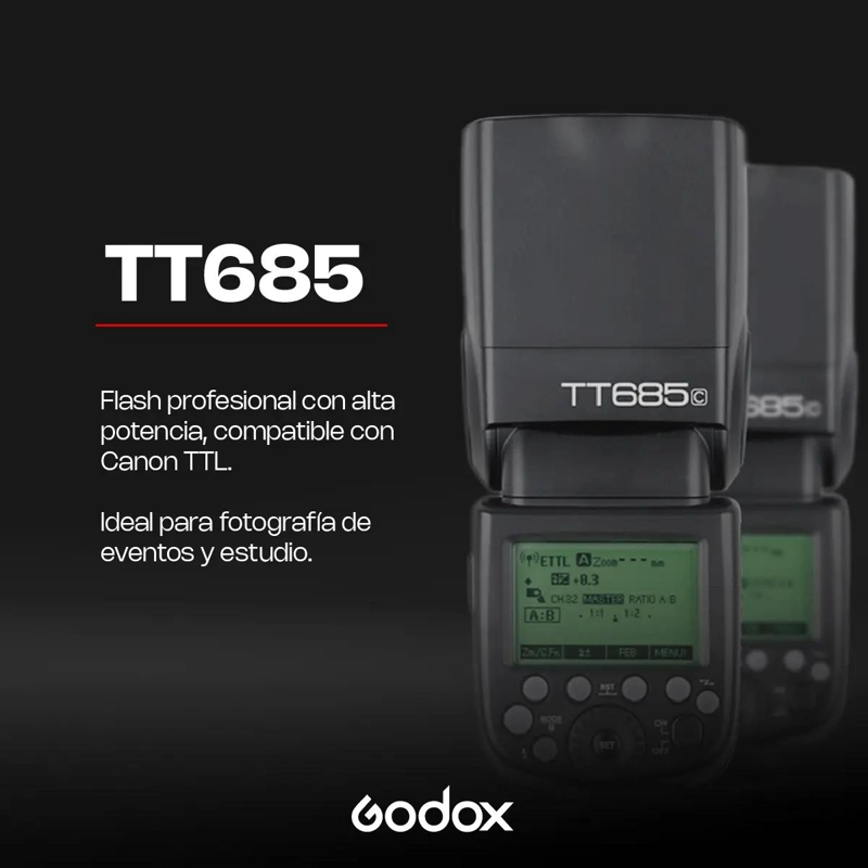 FLASH GODOX TTL HSS PARA CANON CON SISTEMA INALAMBRICO 2.4G - 2