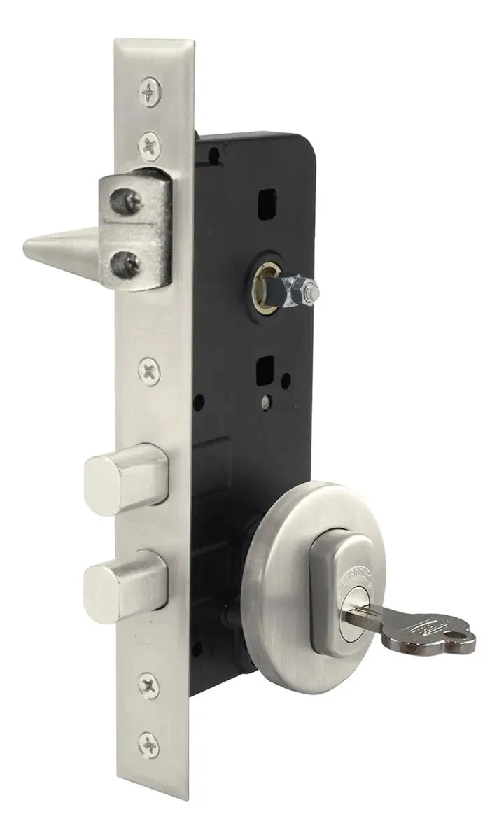 CERRADURA EMBUTIDA CON MANILLA DE DISEÑO ELEGANTE EN PLATA - 2