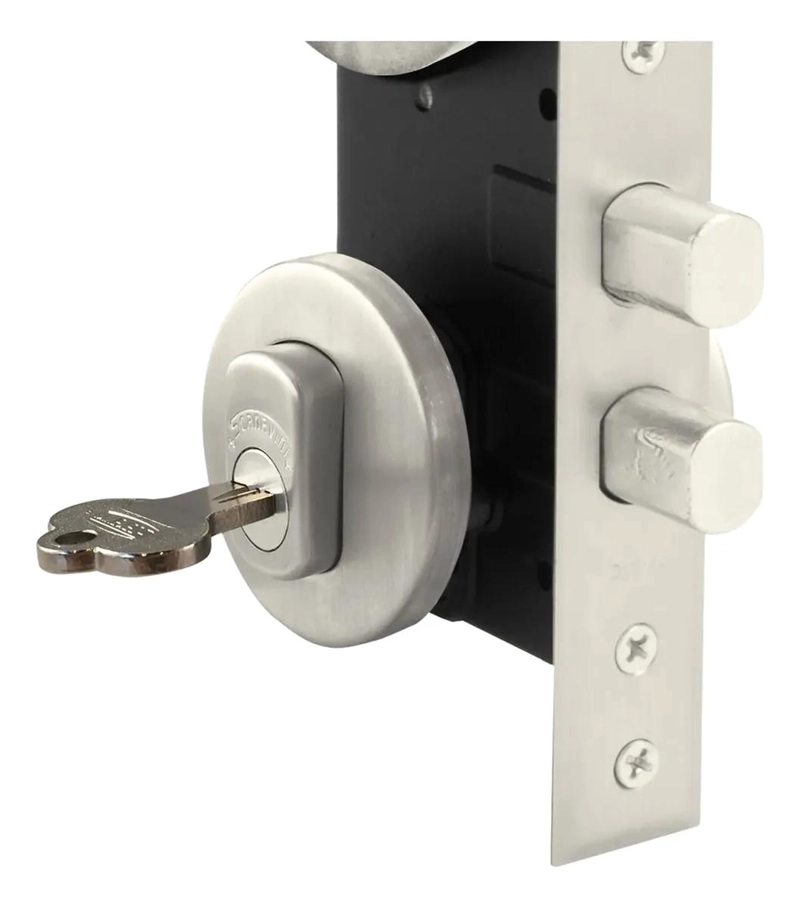 CERRADURA EMBUTIDA CON MANILLA DE DISEÑO ELEGANTE EN PLATA - 3