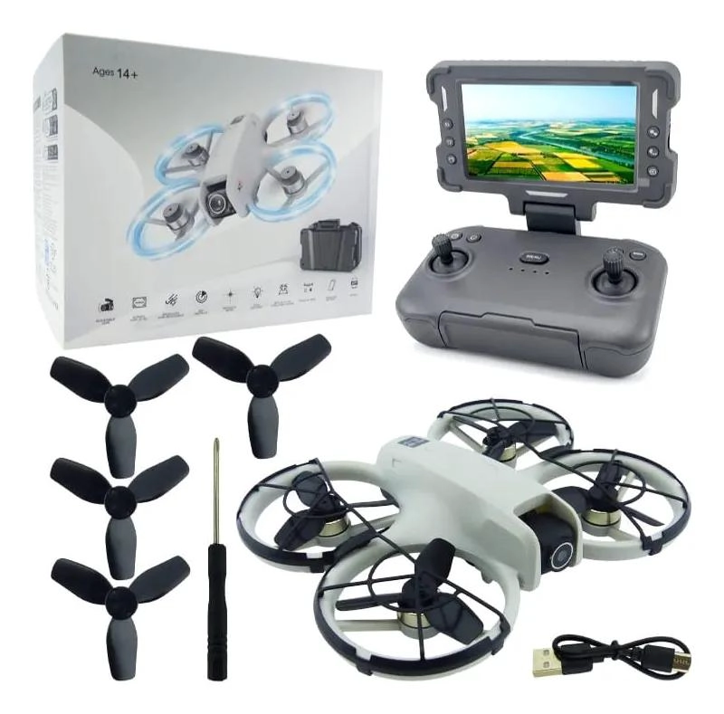 DRONE BLANCO CON CAMARA Y CONTROL REMOTO PARA VUELO FPV - 1